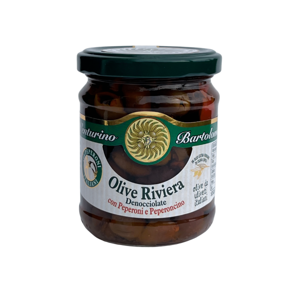 Oliivid "Riviera" ilma kivideta EVO tšillimaitselises õlis 180g (Itaalia)
